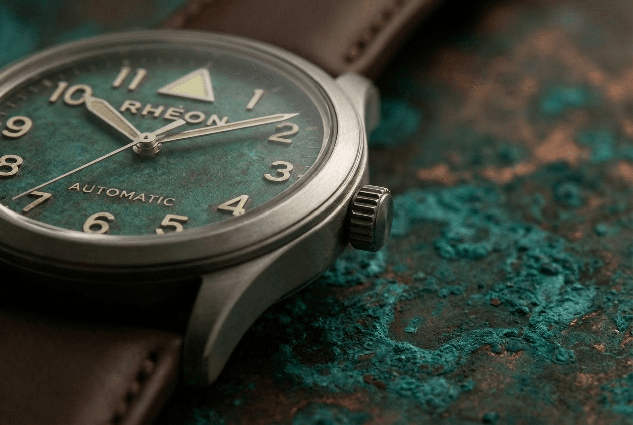 Rheon automatic watch close-up
